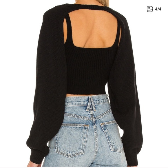 Bubish X REVOLVE Ava Knit Bolero Pullover in Black with Gold Chain - Picture 2 of 5